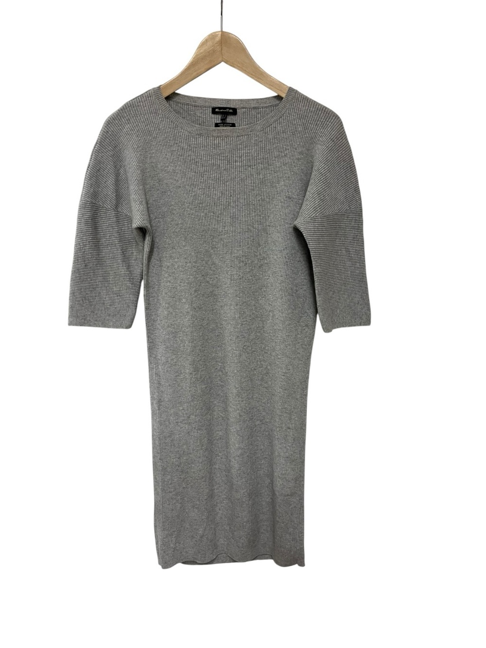 Massimo Dutti Grey Wool Viscose Ribbed Sweater Dress S